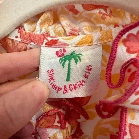 Shrimp And Grits Kids Orange Ruffle Long Sleeve Dress Size 7 - Picture 2 of 8